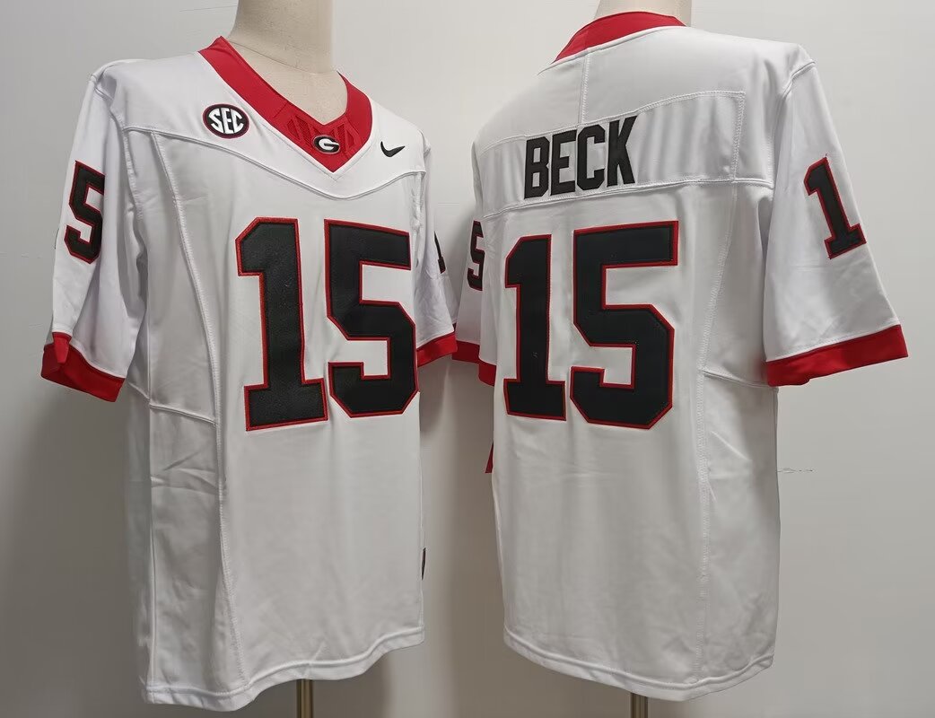 2024 NCAA Men Bulldog #15 Carson Beck white nike jerseys->ncaa teams->NCAA Jersey